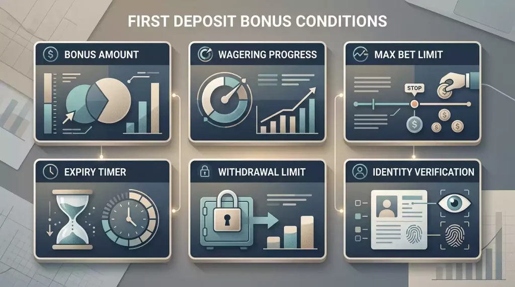 SpinDog welcome offer worksheet with 150% offer, wagering, max bet, cashout cap and verification cards