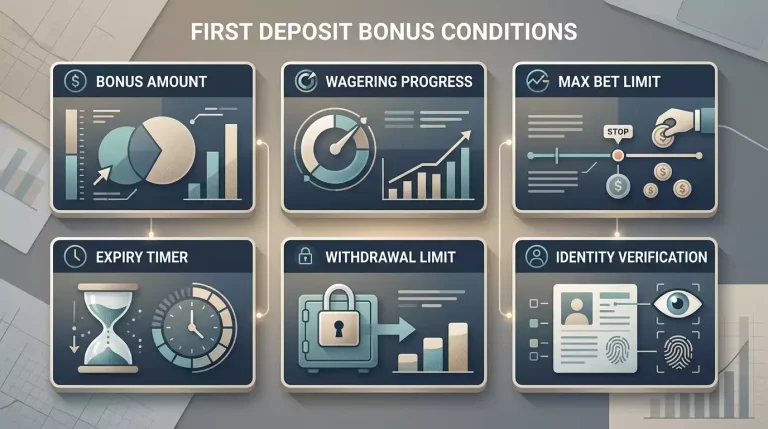 SpinDog welcome offer worksheet with 150% offer, wagering, max bet, cashout cap and verification cards